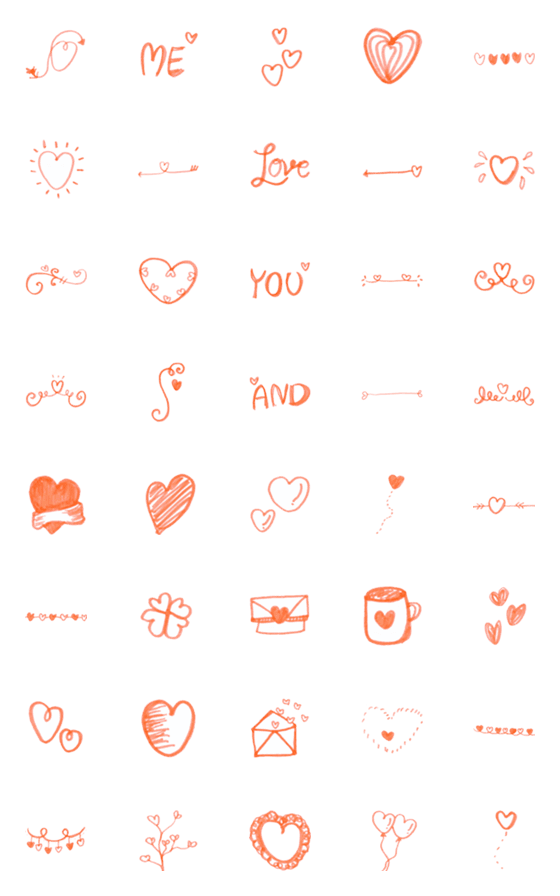 [LINE絵文字]Kid Drawn Heart V.10の画像一覧