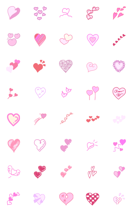 Line絵文字 Artistic Heart ピンク 絵文字 40種類 120円