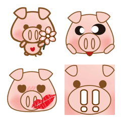 [LINE絵文字] Big face pig(the pig like eating apple)の画像