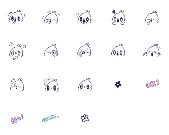 [LINE絵文字]R rabbit small head stickerの画像一覧