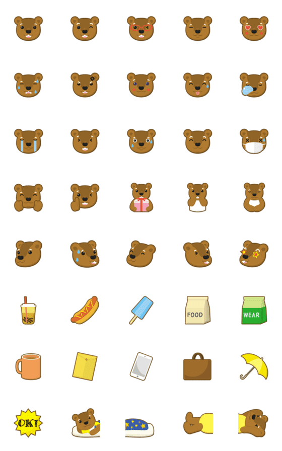 [LINE絵文字]毎日使える テディベア 絵文字の画像一覧