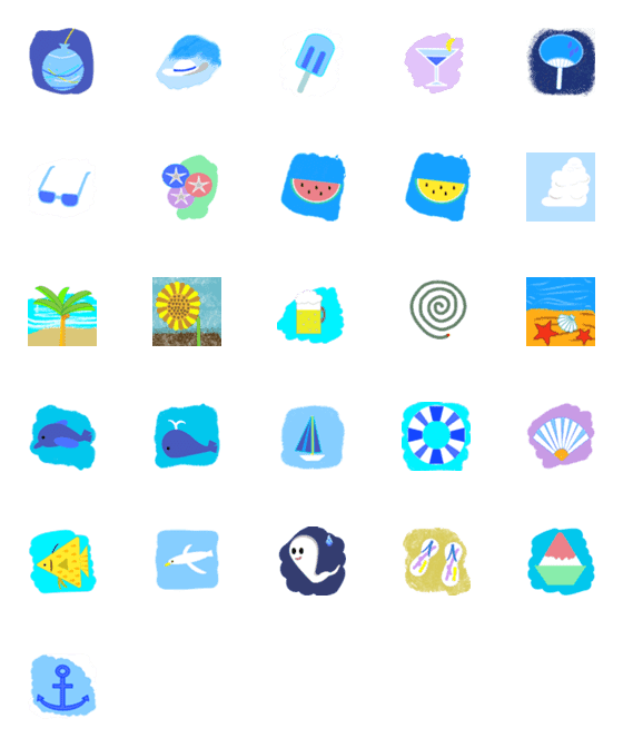 Line絵文字 ないそうや 夏っぽい絵文字 26種類 1円