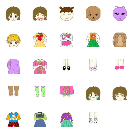 [LINE絵文字]Paper dollsの画像一覧