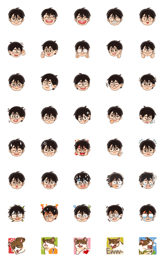 [LINE絵文字]Glasses boy stickerの画像一覧