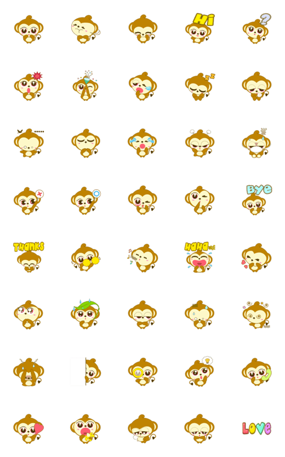 [LINE絵文字]Cutie Monkey Emojiの画像一覧