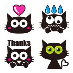 [LINE絵文字] 顔デカ☆目デカ☆黒猫絵文字の画像