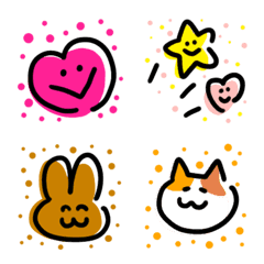 [LINE絵文字] ゆるかわ♥️ポップなドットちらし絵文字の画像