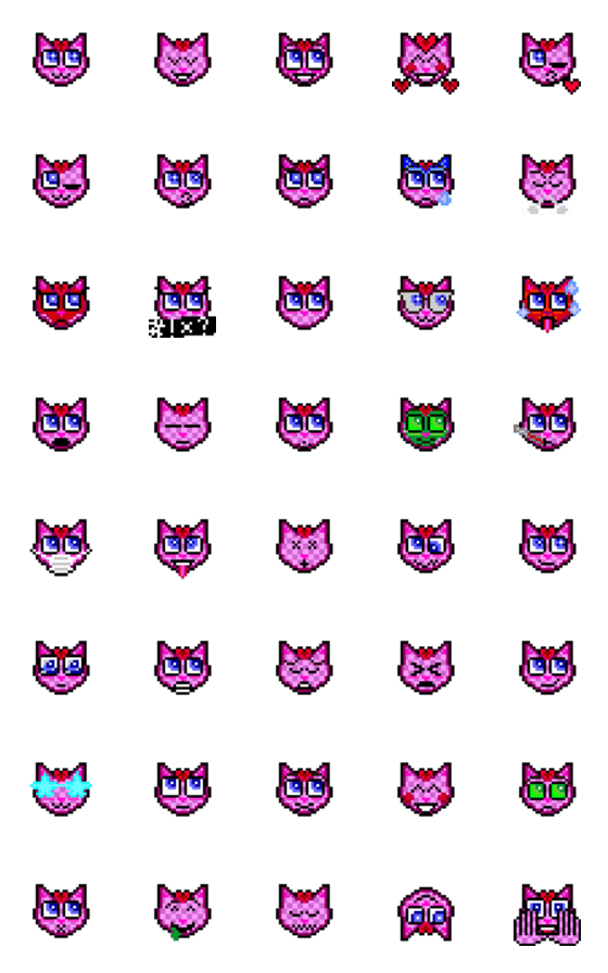 [LINE絵文字]Kitty Hearts Emoji Packの画像一覧