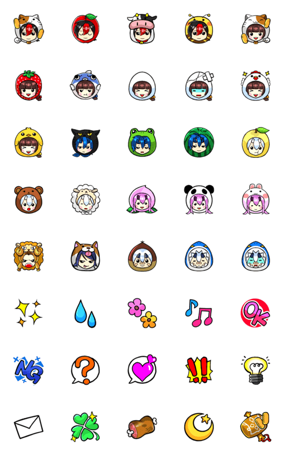 Line絵文字 きずおにキャラ絵文字 Vol 2 かぶりもの 40種類 1円