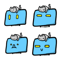 [LINE絵文字] Robot and sleepy catの画像