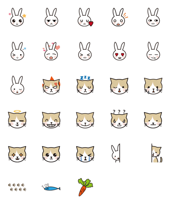 [LINE絵文字]Rabbit and Her Daily Partnerの画像一覧