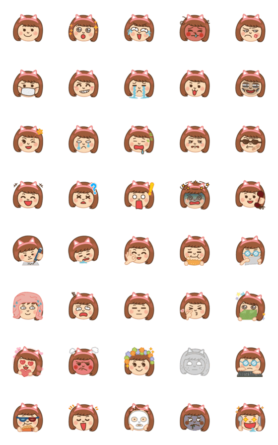 [LINE絵文字]Cat lover -girl emojiの画像一覧