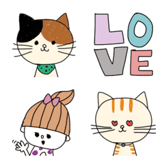 [LINE絵文字] 猫と女の子♡色々な表情絵文字♡の画像