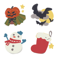 [LINE絵文字] ぷちかわ絵文字【ハロウィン＆クリスマス】の画像