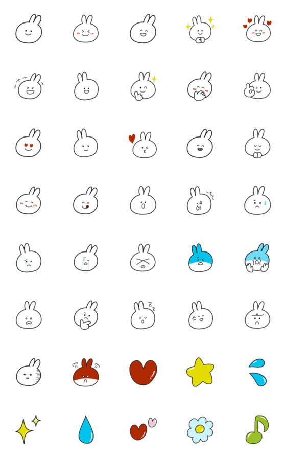 [LINE絵文字]はなのないうさぎの毎日使える☆ゆる絵文字の画像一覧