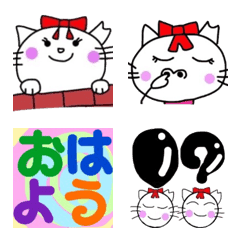 [LINE絵文字] 白猫のラン テニスバージョン2絵文字の画像