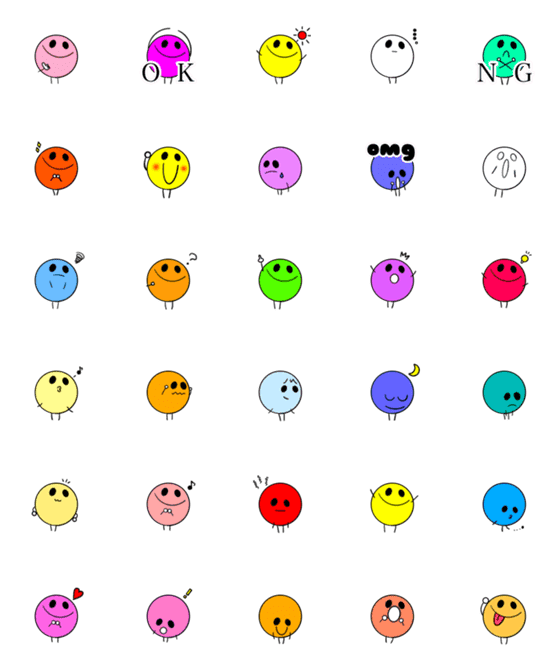[LINE絵文字]いつでも使えるカラフルな毛玉たちな絵文字の画像一覧
