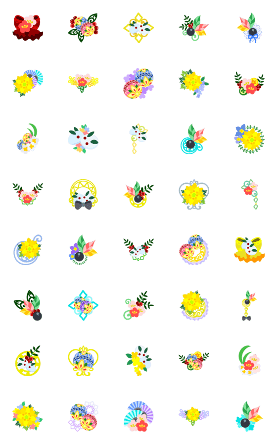 [LINE絵文字]New Year Accessory Emojiの画像一覧