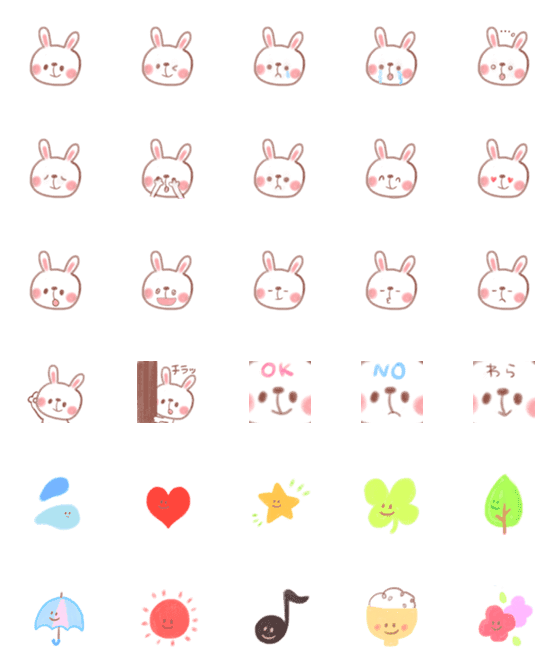 [LINE絵文字]クレヨンうさぎの画像一覧