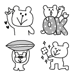 [LINE絵文字] (simple happy white bear emoji)の画像