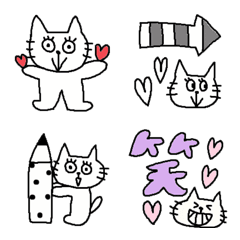 [LINE絵文字] Happy simple white cat2の画像