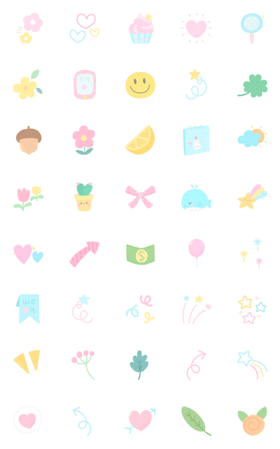 [LINE絵文字]Cutie Pastel Emoji 3の画像一覧