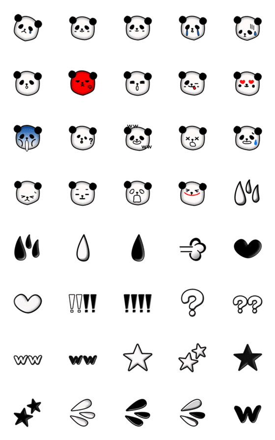 [LINE絵文字]白黒かわいい★の画像一覧