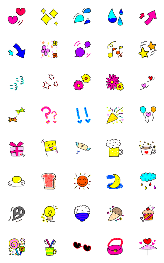 [LINE絵文字]使いやすいカラフル絵文字の画像一覧
