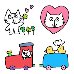 [LINE絵文字] Happy simple white cat5の画像