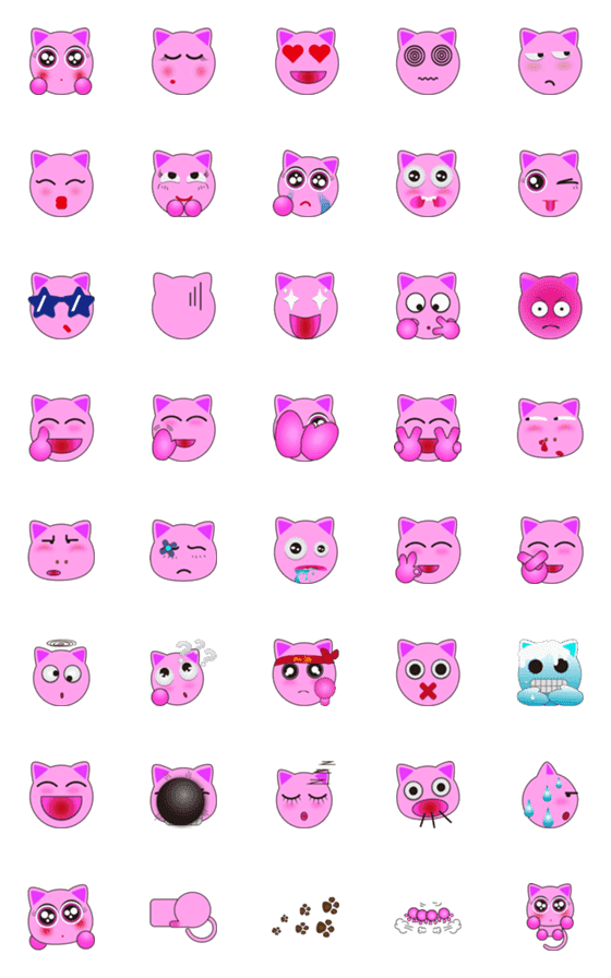 [LINE絵文字]Pink grotesque catの画像一覧