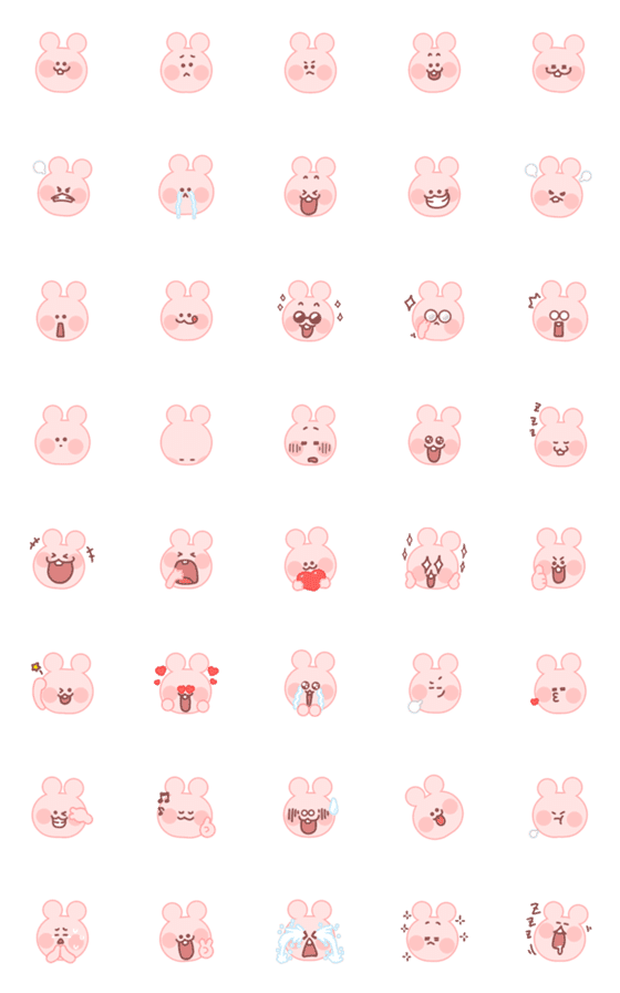 [LINE絵文字]Cute Pink mouse PIMOの画像一覧