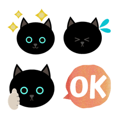 [LINE絵文字] まんまる黒猫 絵文字の画像