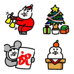 [LINE絵文字] 猫のおっさん（クリスマス＆年末年始）の画像