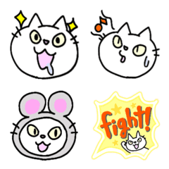 [LINE絵文字] しろねこぽりん 絵文字の画像