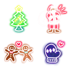 [LINE絵文字] ホワイト・ネオン・クリスマス*の画像