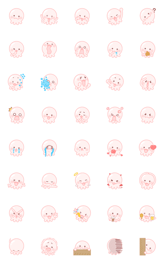 [LINE絵文字]Pink Taco OCTO Fun ＆ Cute Emojiの画像一覧