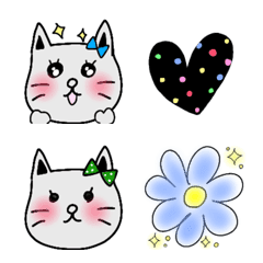 [LINE絵文字] よく使う絵文字と灰色猫の画像