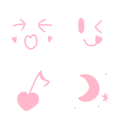 [LINE絵文字] 【ピンク】日常会話にシンプルな顔・絵文字の画像