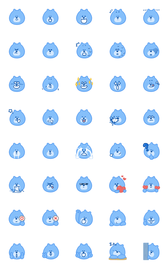 [LINE絵文字]Blue Bear Faceの画像一覧