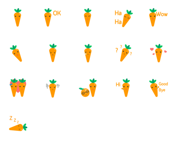 [LINE絵文字]Little Carrot Emojiの画像一覧