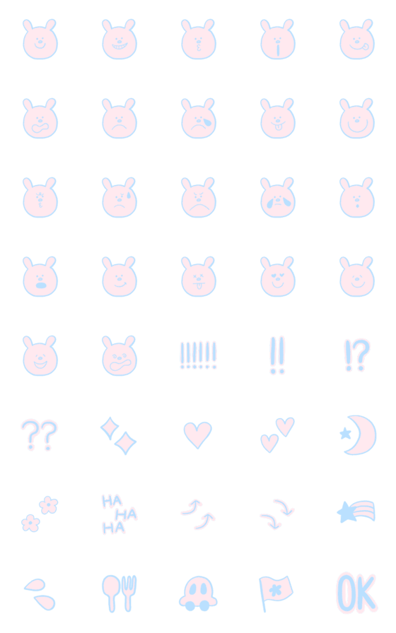 [LINE絵文字]Pastel pink blue rabbitの画像一覧