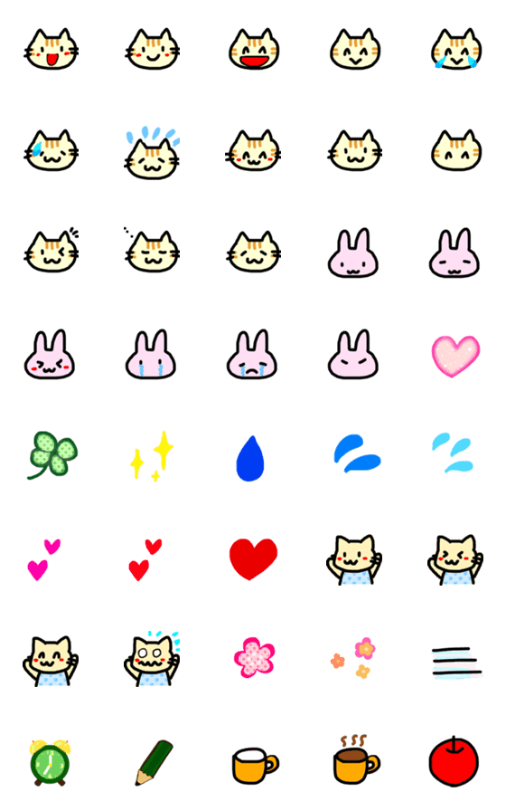 [LINE絵文字]Emoji of cat and rabbitの画像一覧