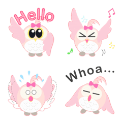 [LINE絵文字] Lovely Pink Owlの画像