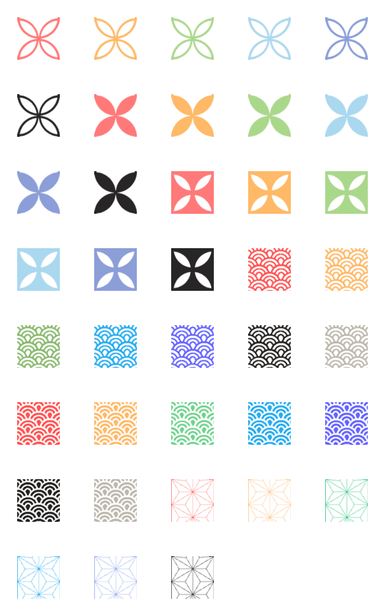 [LINE絵文字]カラフルな古典文様えもじの画像一覧