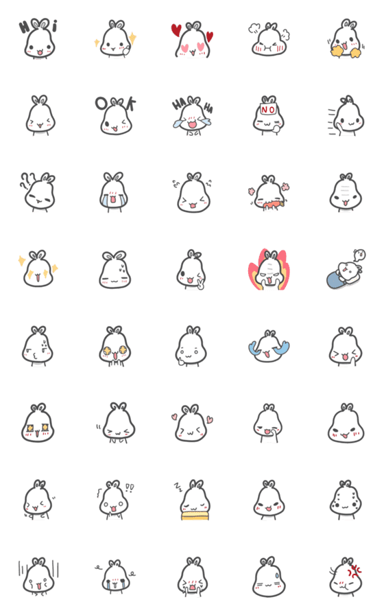 [LINE絵文字]Momo I'm White Rabbit emojiの画像一覧