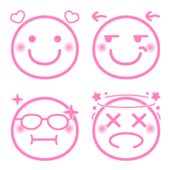 [LINE絵文字] PINK FACE 絵文字の画像