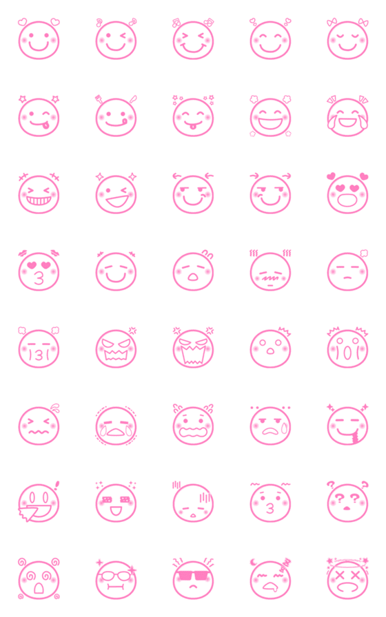 [LINE絵文字]PINK FACE 絵文字の画像一覧