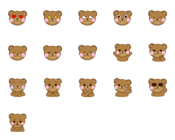 [LINE絵文字]Cute Bear-Emoji Stickersの画像一覧