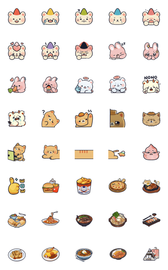 [LINE絵文字]Shirokuma Mori！Food Special Emojiの画像一覧