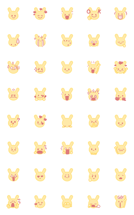 [LINE絵文字]Yellow Rabbit NoRangの画像一覧